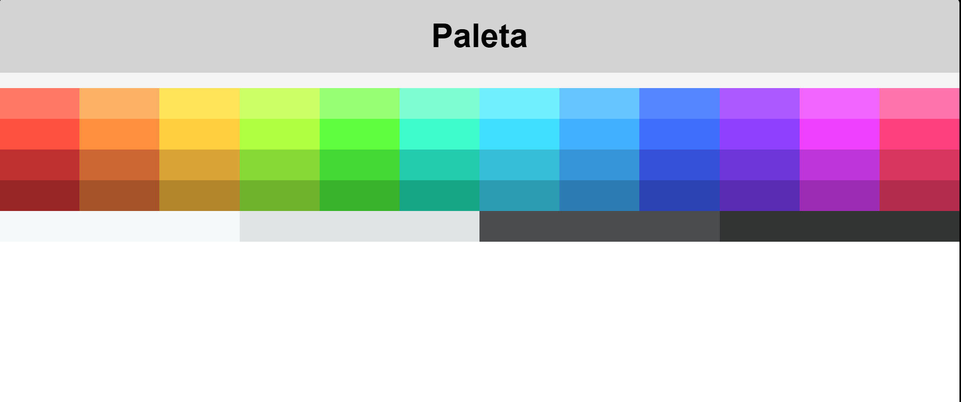  Imagen de una paleta de colores con sus # hexadecimales